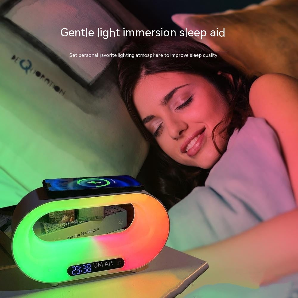 3-in-1 Smart LED Night Light with Wireless Charger & Alarm Clock – APP Controlled RGB Atmosphere Desk Lamp